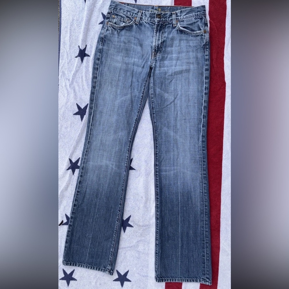 7 For All Mankind Vintage USA Extra Long Boot Cut Low Rise Medium Wash 30 X 34